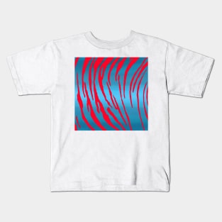 Metallic Tiger Stripes Blue Red Kids T-Shirt